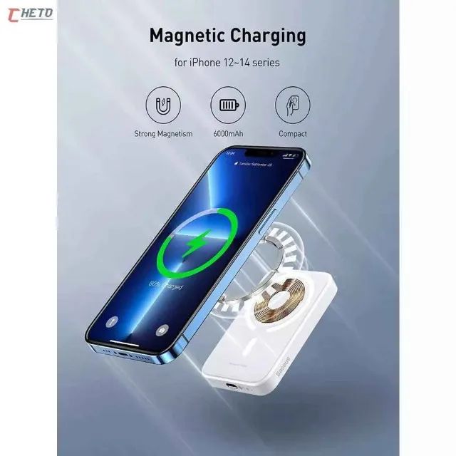 ? Carregador IPhone Magnético MagSafe Rápido De Indução e Seguro com 7000MAH? - Foto 4