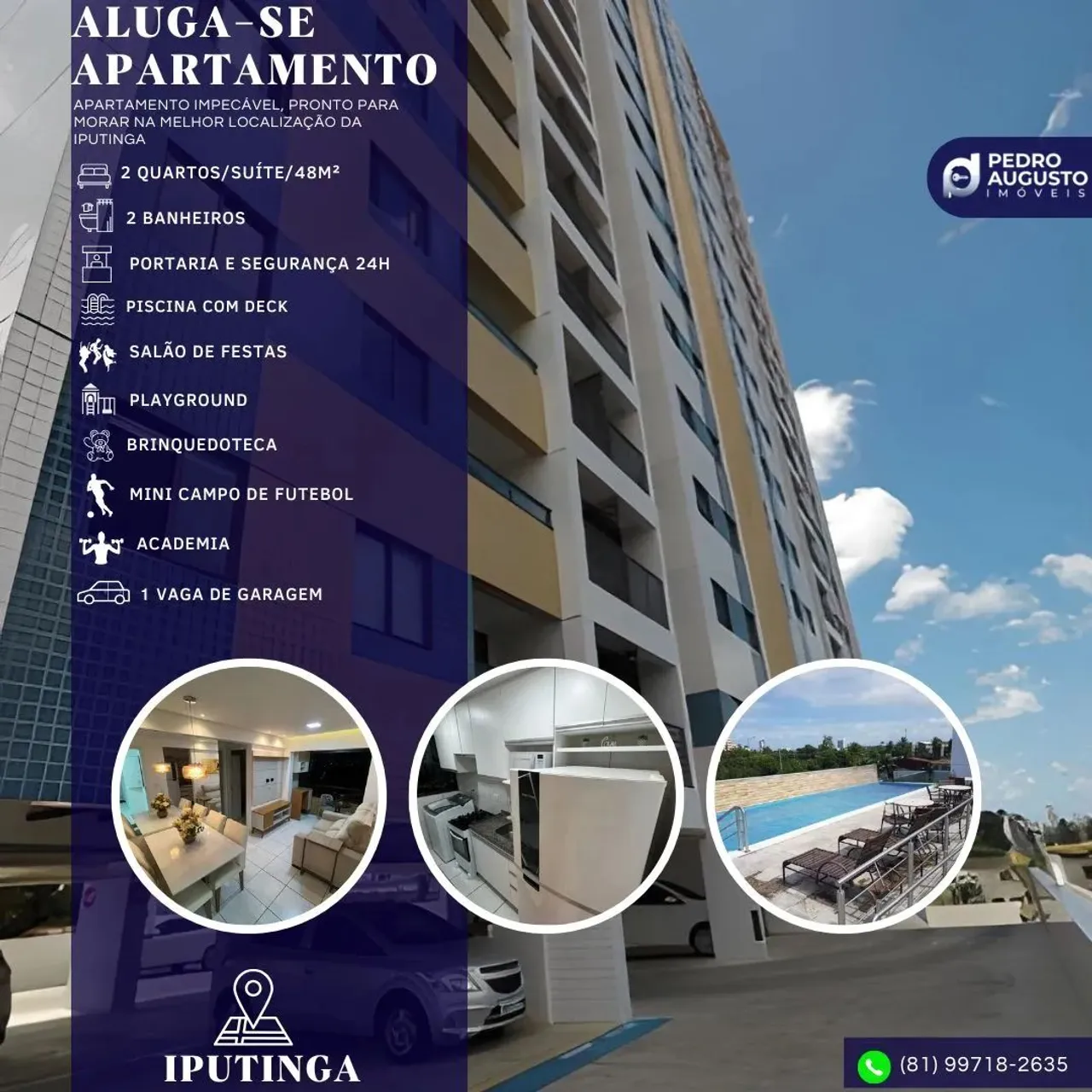Apto: 48m², 2 Qts, suíte, com piscina e salão de festas na Iputinga!