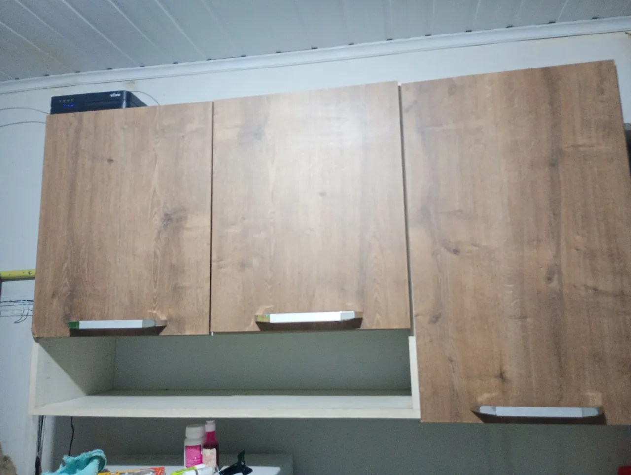 Armários de cozinha em MDF amadeirado
