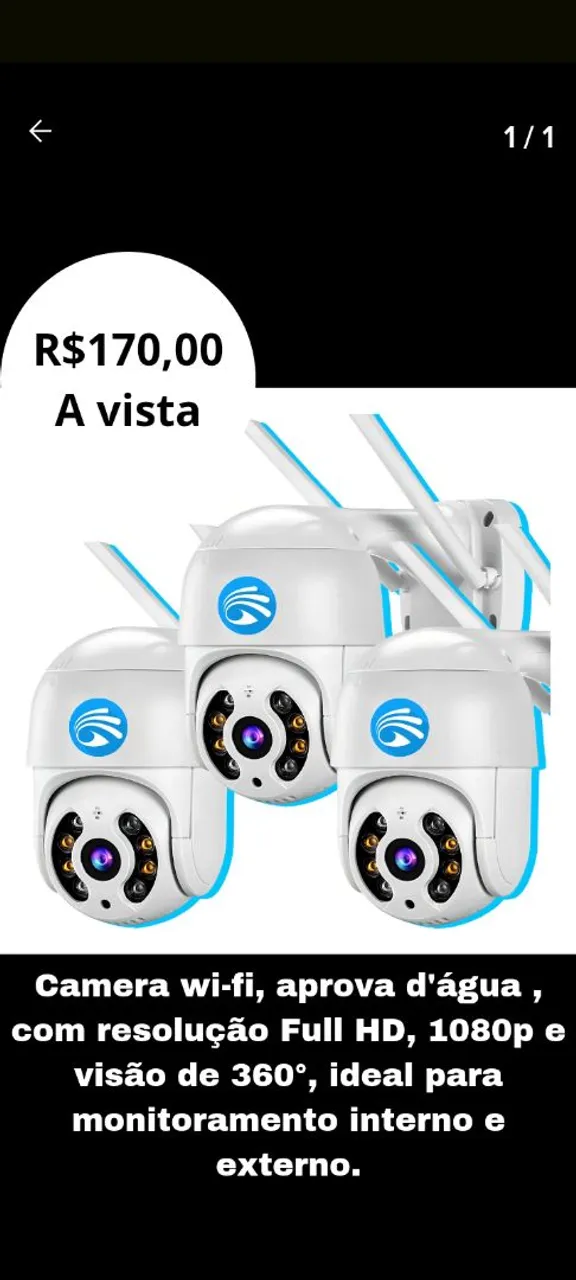 Câmera Wi-fi Full HD 360° - Monitoramento Interno e Externo