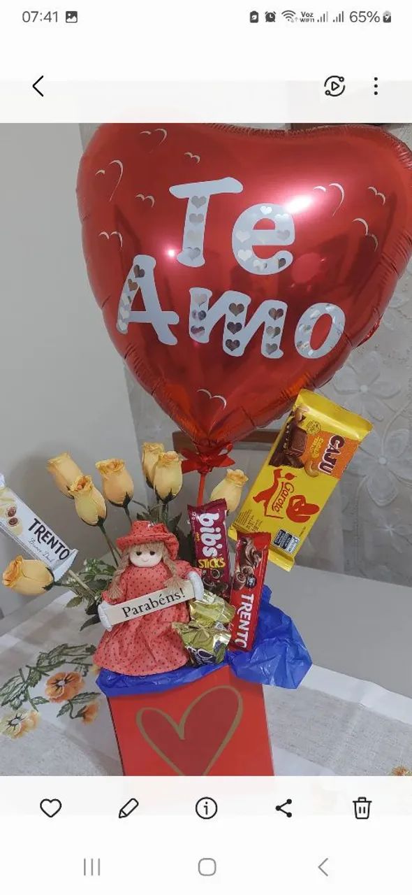 Caixa de Presente com Flores e Doces - Foto 2