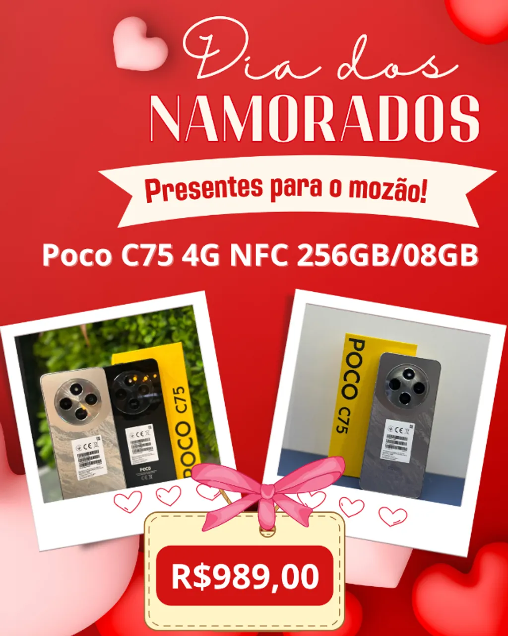 Celular Xiaomi Poco C75 4G NFC Versao Global 256Gb/08GB Ram Novo Capa Pelicula Fone