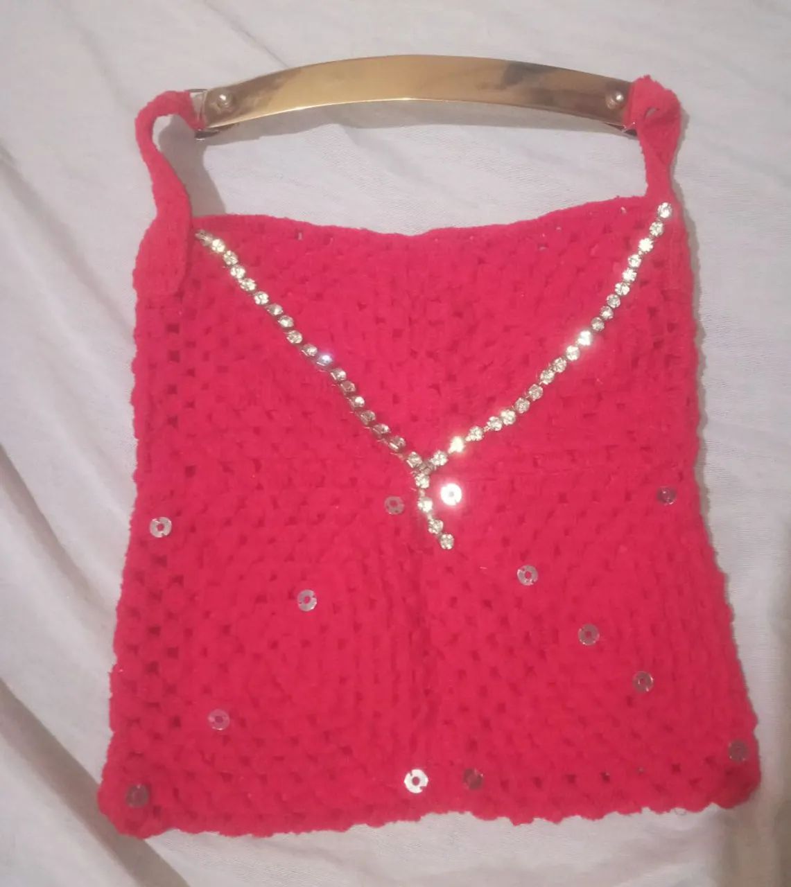 Bolsa Vermelha de Crochê Feminino  - Foto 4