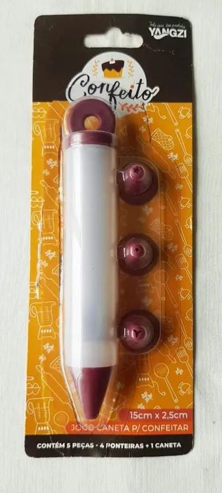 Caneta para Confeitar - Marca Yangzi Confeito - (4 Ponteiras) + Espátula - Bom Estado