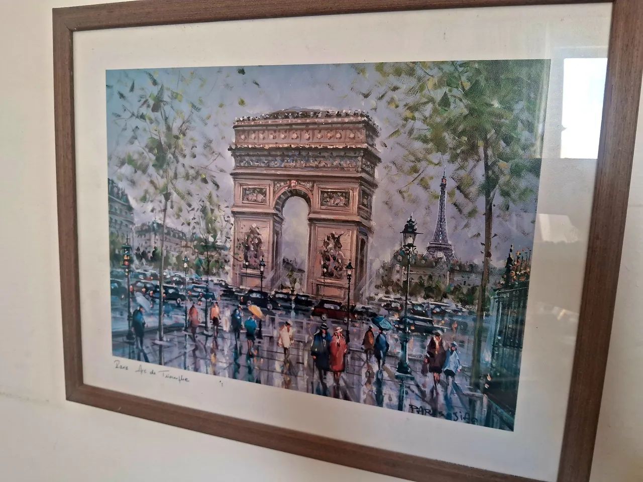 Belo quadro reprodução Arc de Triomphe e Torre Eiffel 