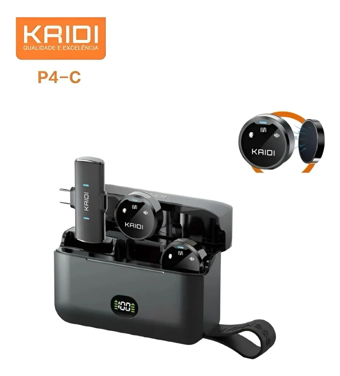 Microfone sem fio Kaidi P4-C