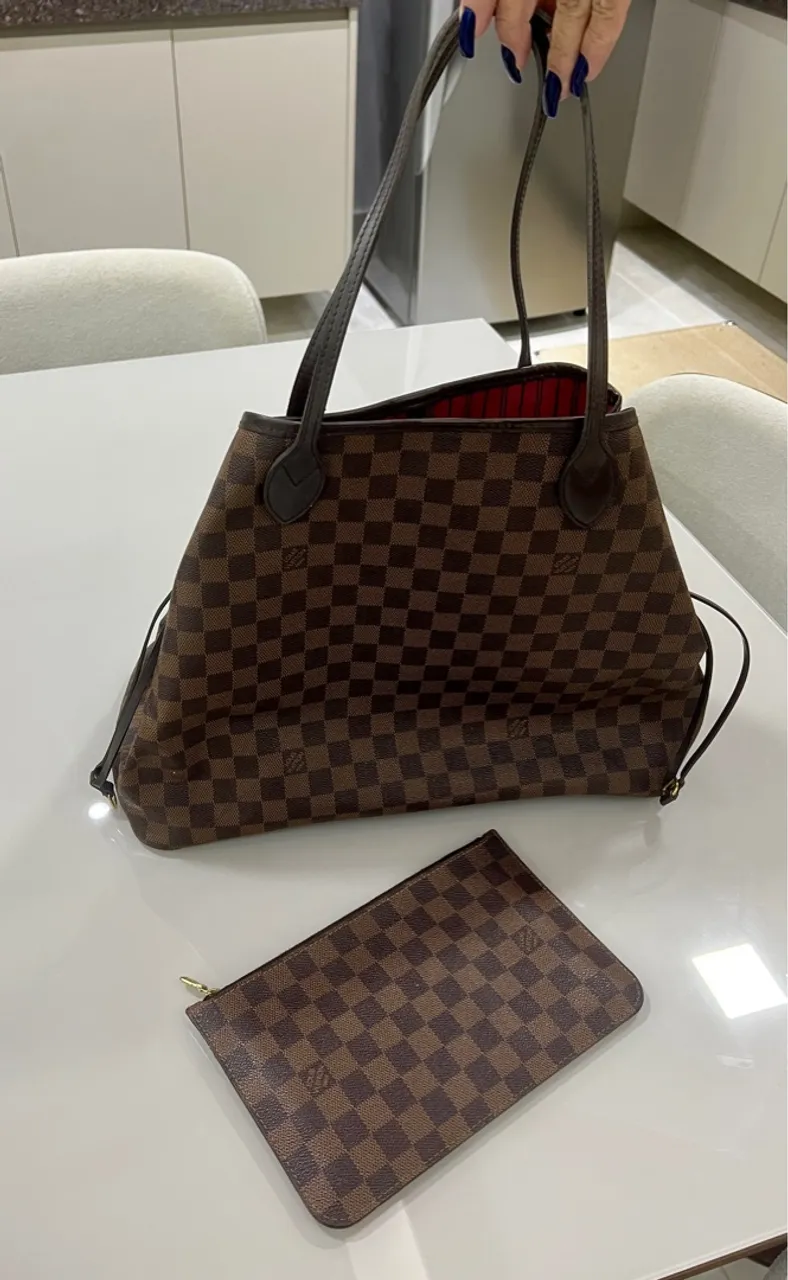 Bolsa Louis Vuitton Damier Ebene Neverfull MM + Necessaire