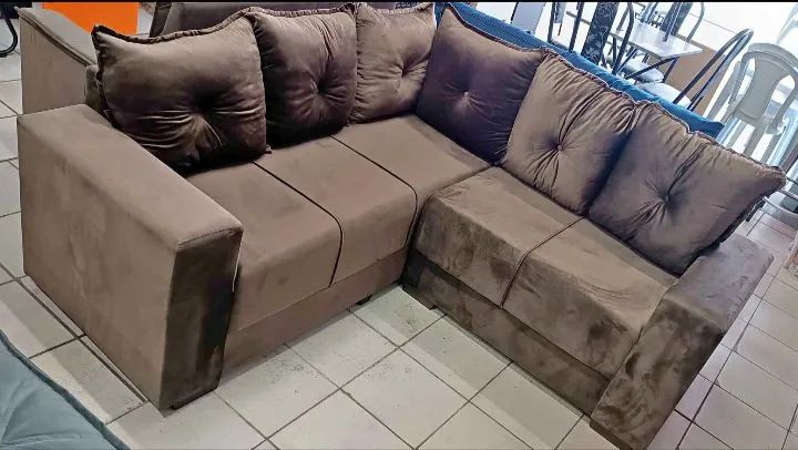 Sofá de canto marrom novo confortável  - Foto 5
