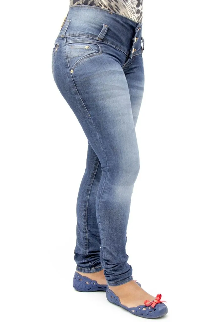 Calça Jeans Skinny Ri19 Feminina Cintura Alta