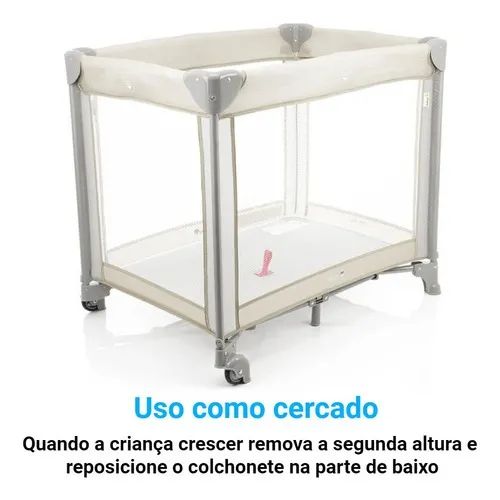 Berço Cercado Portátil Desmontável Mini Play Safety Bege