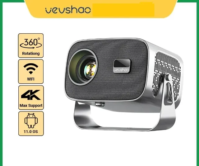 Projetor Vevshao A12 Mini 2GB Ram 32Gb Android 11.0 Wifi 6 4k 1080p 350 Ansi