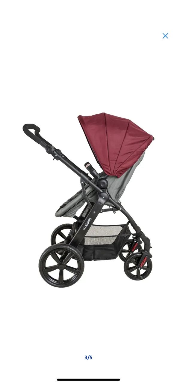 Carrinho de Bebê Travel System Galaxy + Casulo Click GR/Vinho Kiddo