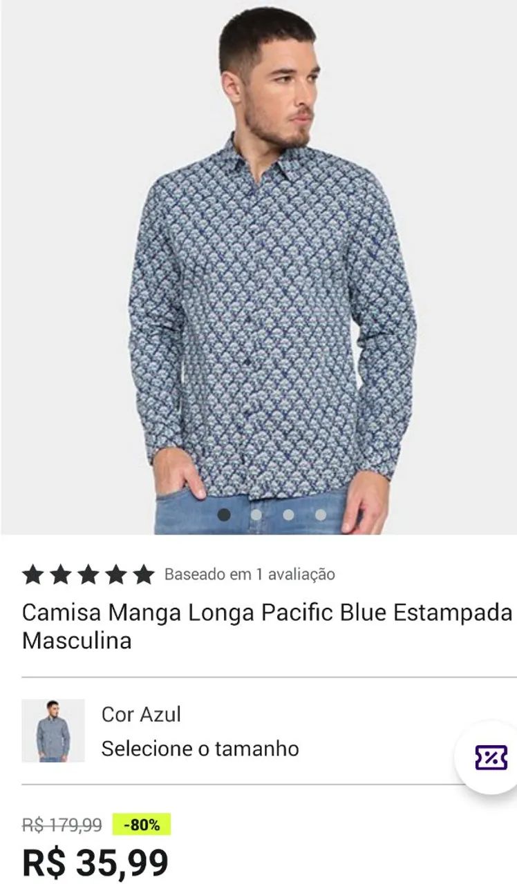 Camisa Manga Longa Pacific Blue tamanho P - Foto 4