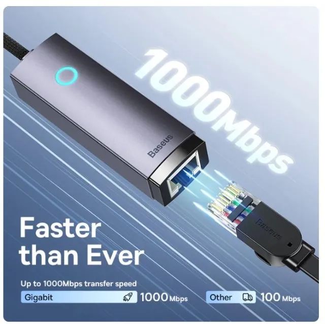 Adaptador Baseus Usb-a Para Ethernet Rf45 1000mbps  - Foto 2