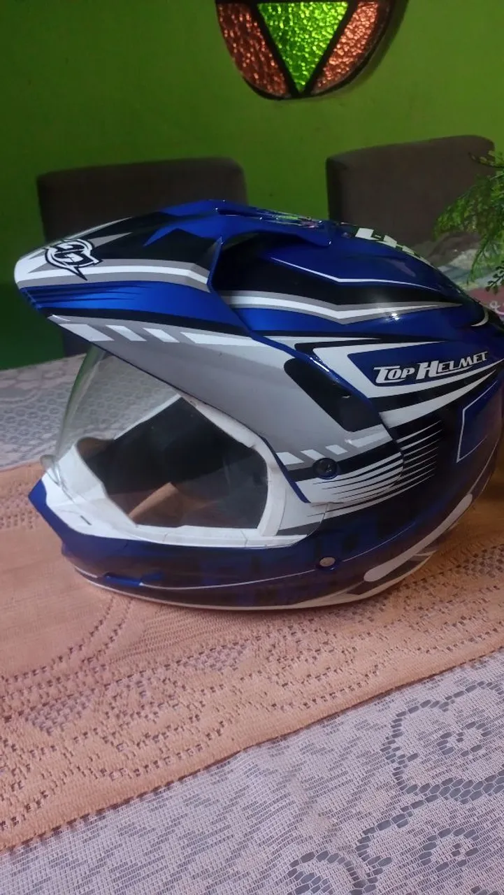 Capacete Top Helmet Azul e Branco