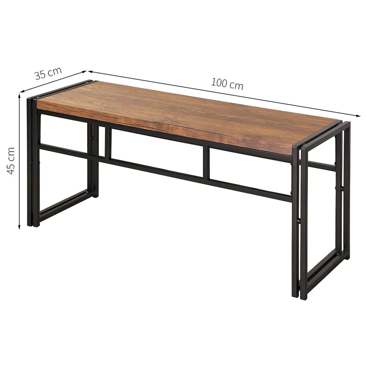 Conjunto de Mesa Wooden com 1 Banco e 2 Cadeiras Preto e Amêndoa - Foto 3