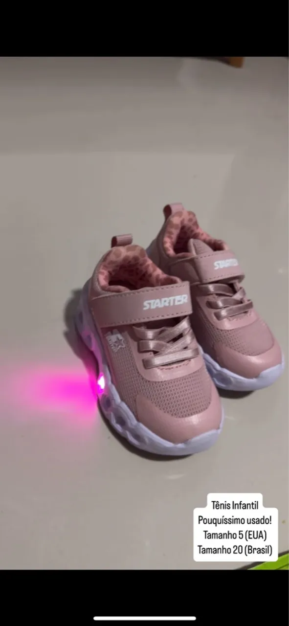 Tênis Infantil Rosa Starter com Luzes - Tam. 20