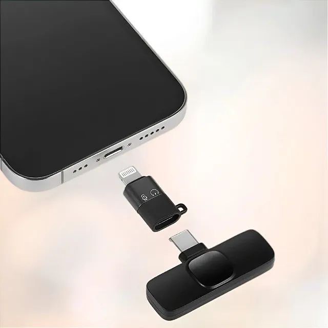 2 Microfones Wireless Lapela Adaptador IOS Encaixe Tipo C - Foto 2