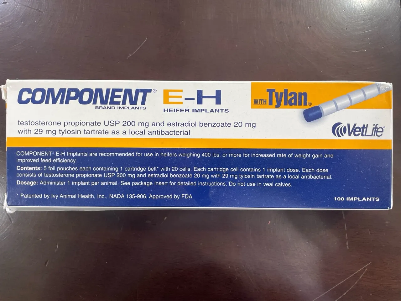 Component E-H Implantes para Heifer - 100 Unidades