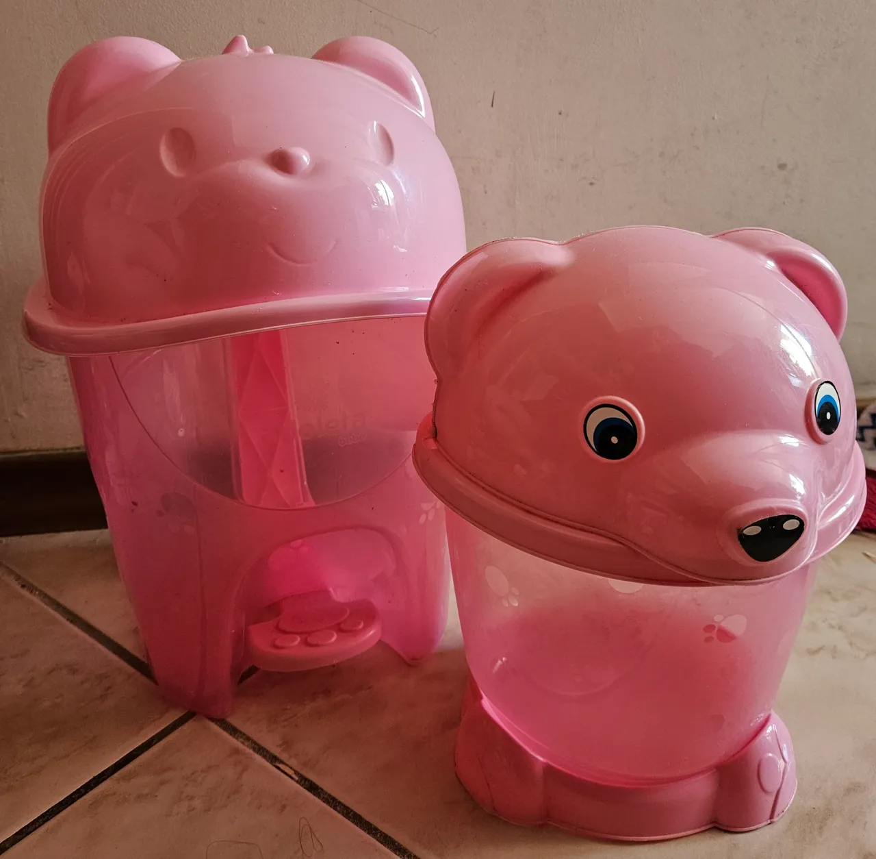 Organizador/Balde/Lixeira Urso Rosa