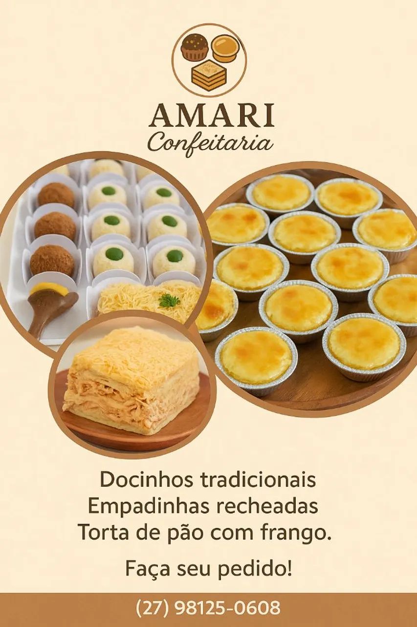 Docinhos, empadinhas e torta de pão sob encomenda. 