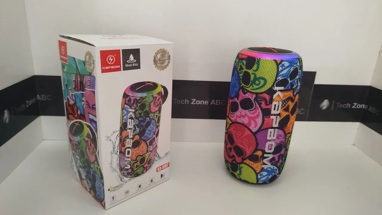 Caixa de Som Bluetooth Kapbom Skull, X-Bass - Foto 4