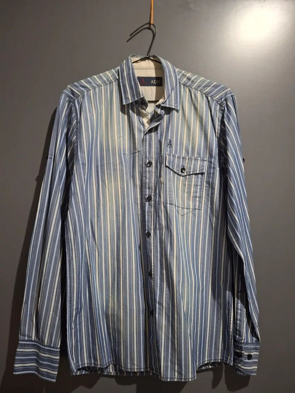 Camisa listrada azul masculina ADIL - Foto 2