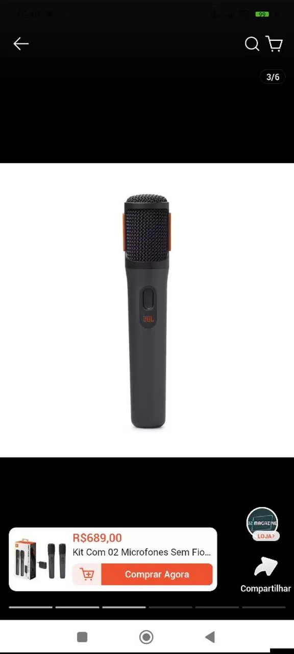 Microfone jbl partybox wireless 2 microfones novos lacrados - Foto 3