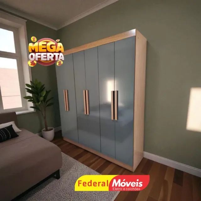 GUARDA ROUPA 100%MDF CINZA DE CASAL MEGA OFERTA 