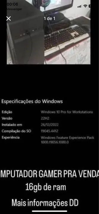 COMPUTADOR GAMER 16gb de ram 