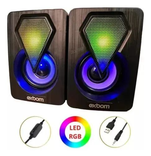 Caixa de Som Gamer RGB 6W p/ PC Computador Notbook CS-C20 Exbom