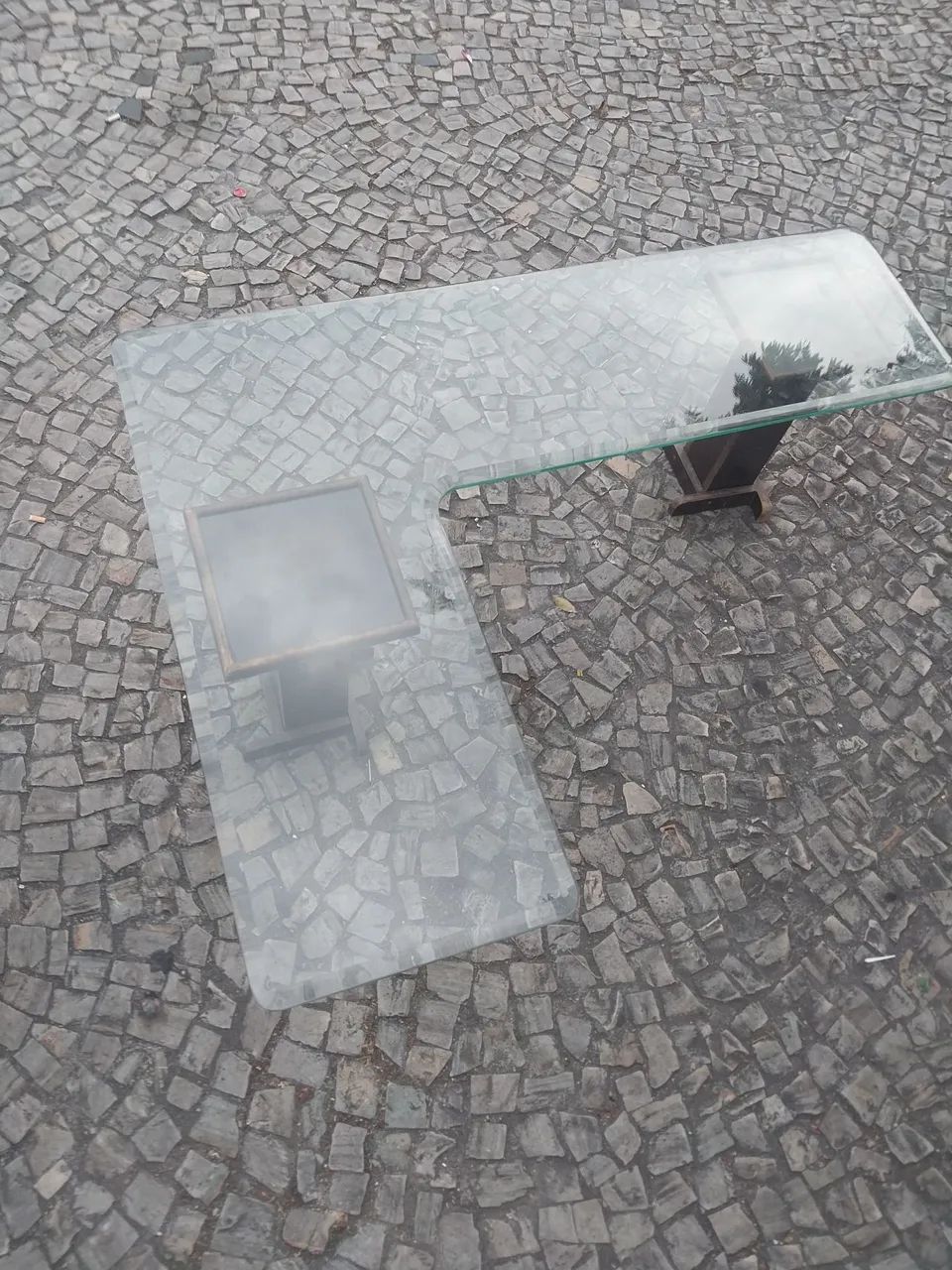MESA DE CENTRO VIDRO BISOTADO 