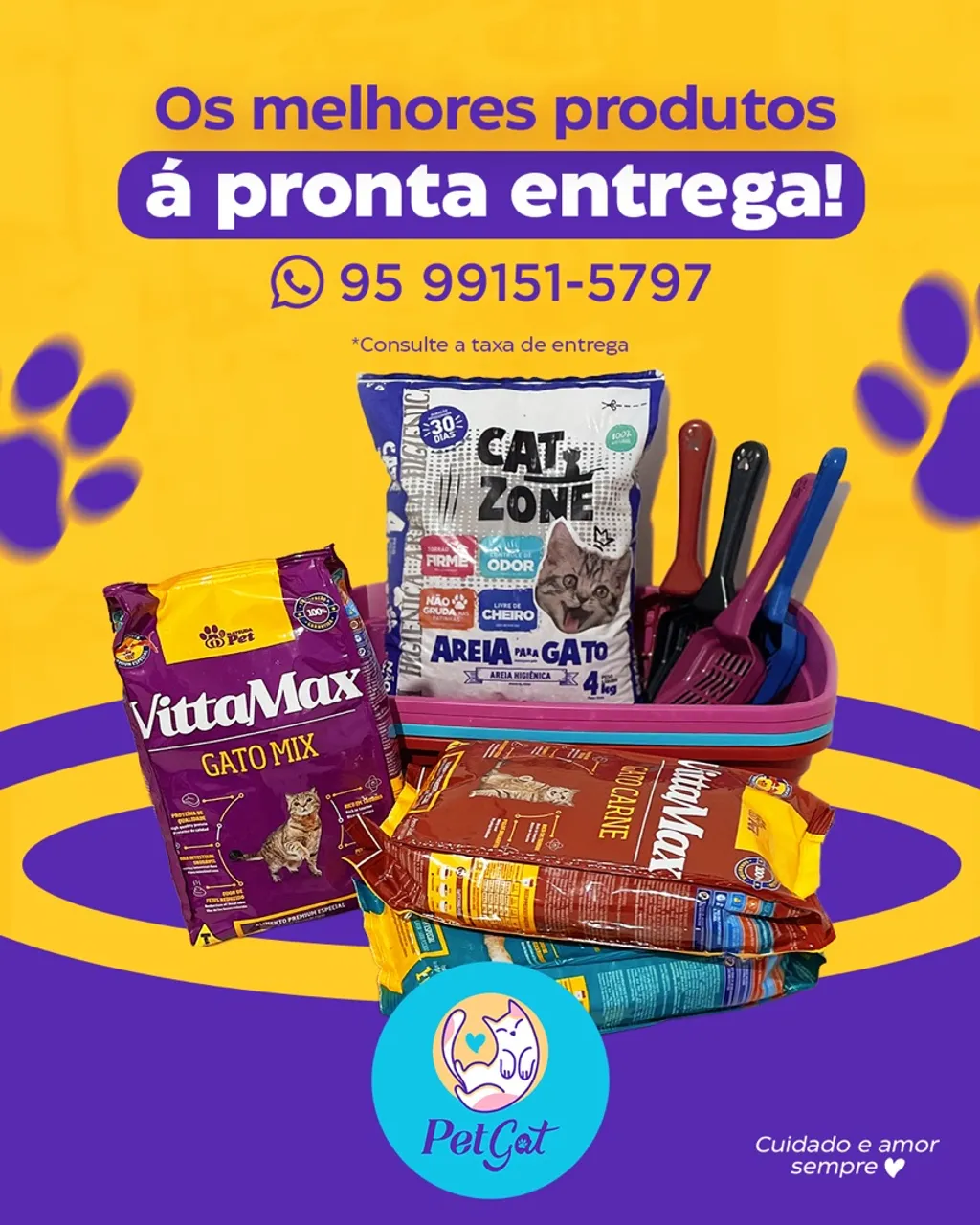 Rações e Areia para Gatos - Entrega Rápida! ?