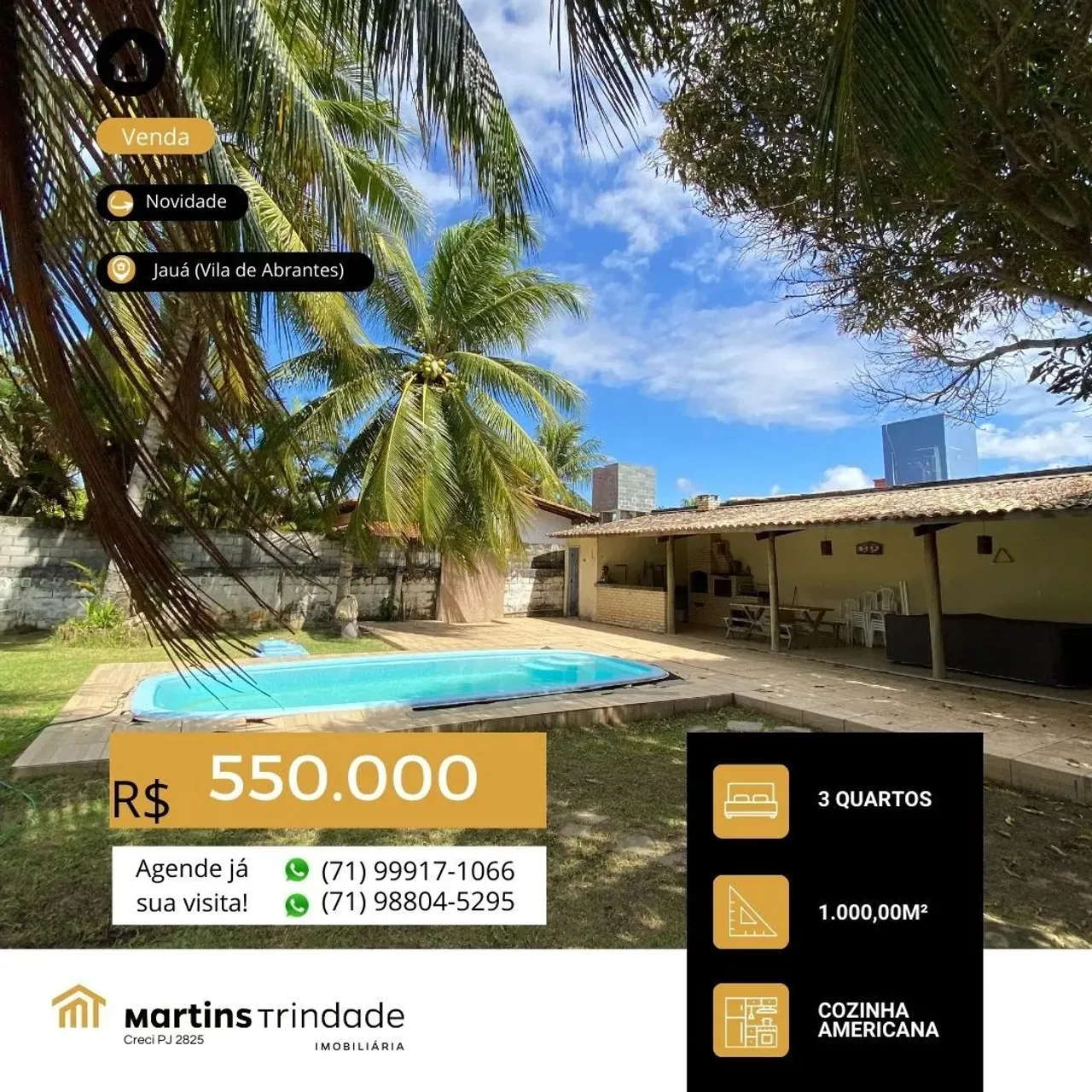 Casa ¾ no Melhor Condomínio de Jauá por R$550.000,00
