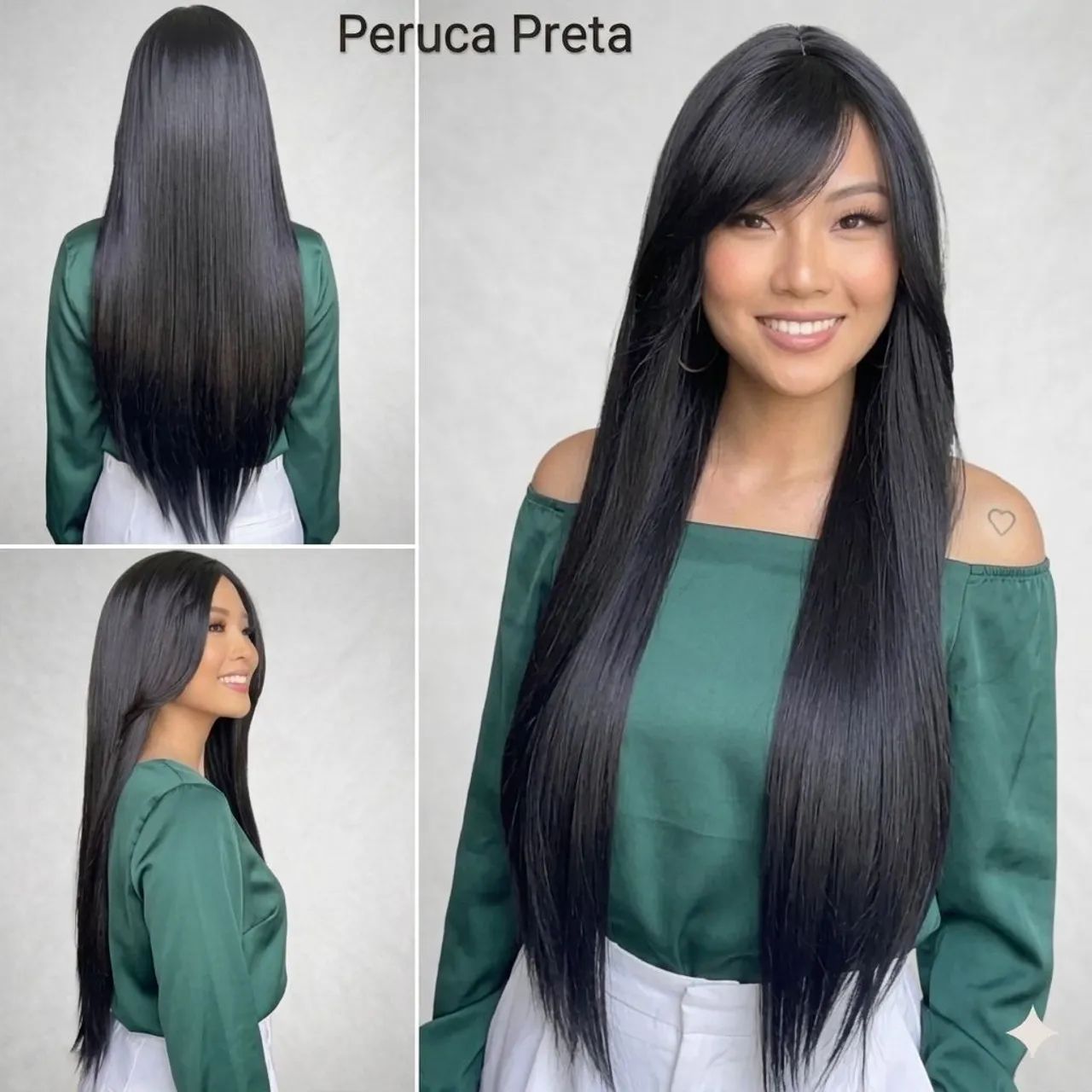 Peruca Preta 80 cm