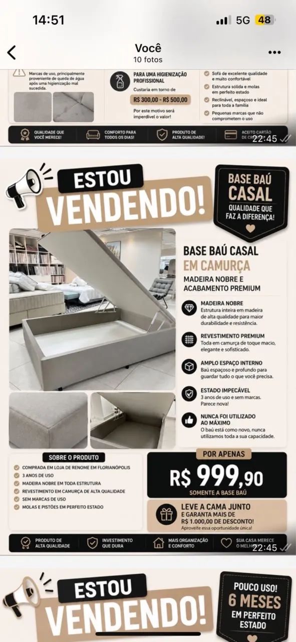 CAMA CASAL PIKOLIN (Alemã) E BASE BAÚ - Foto 2