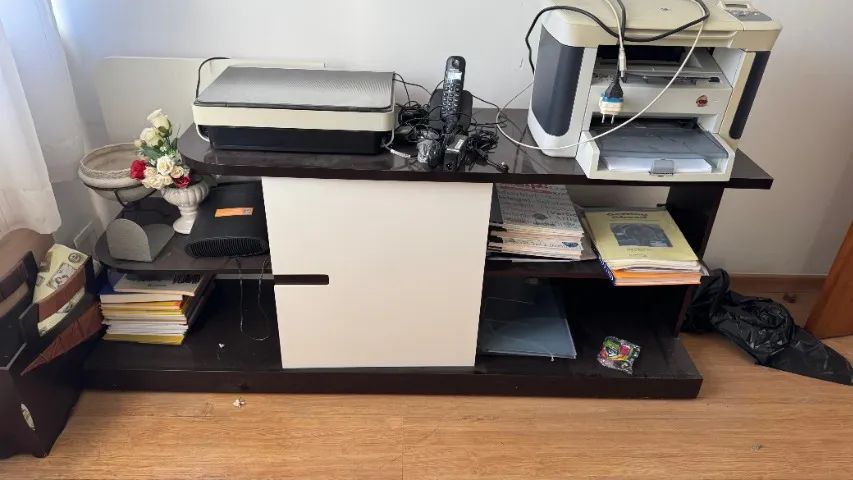 Rack / Mesa para Escritório Preto e Branco