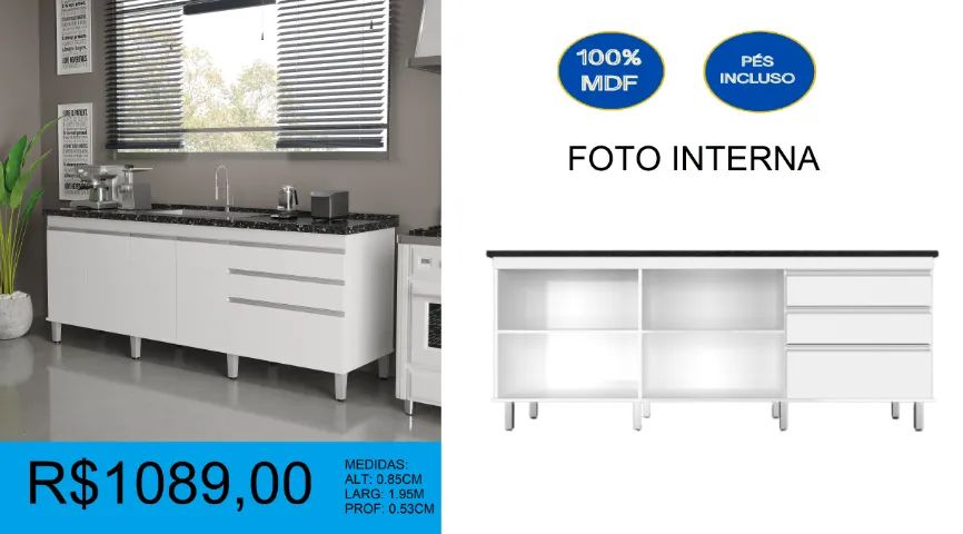Balcão para pia de 2.00 temos a pronta entrega  - Foto 3
