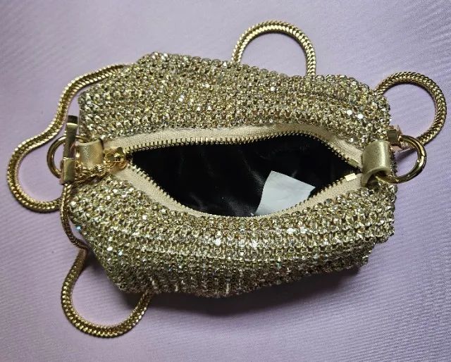 Bolsa de Festa Chenson Dourada com Strass - Foto 4