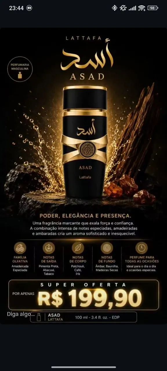 PERFUME ÁRABE ASAD LATAFFA ORIGINAL
