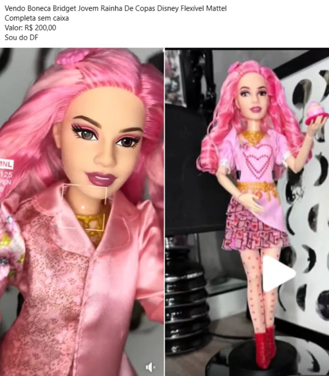 Boneca Bridget Jovem Rainha De Copas Disney Flexível Mattel