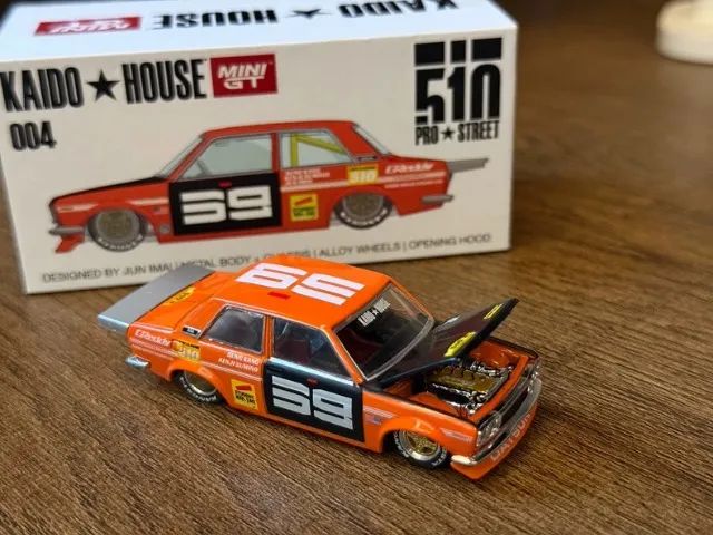 MINI GT KAIDO HOUSE nº 004, Datsun 510, laranja. - Brinquedos e
