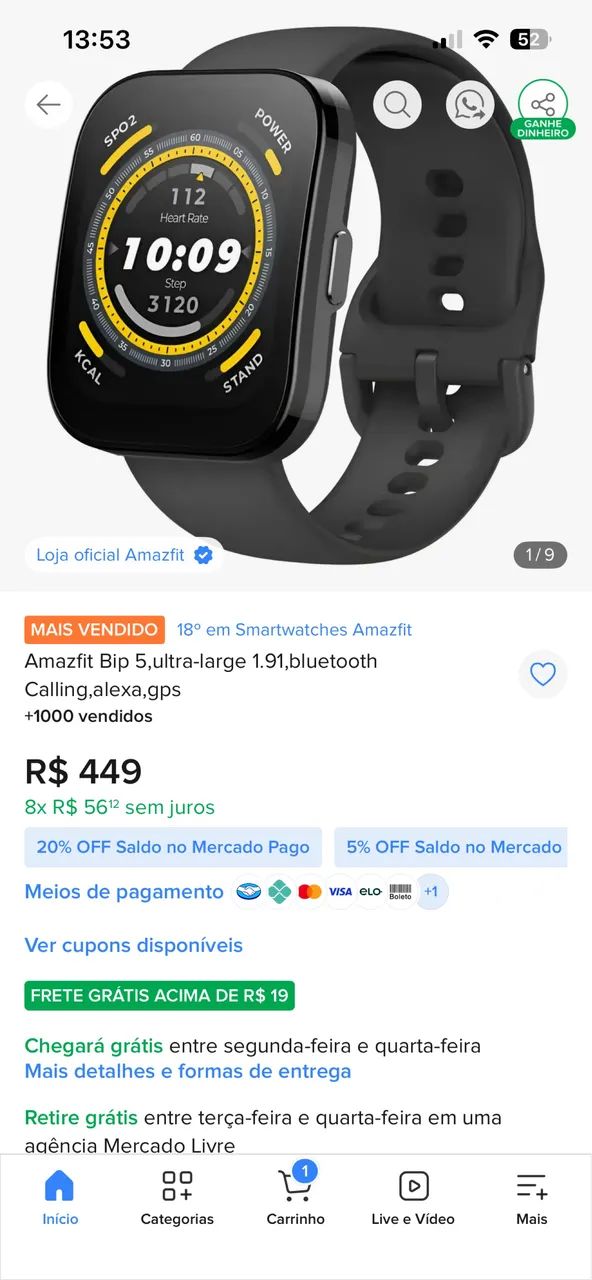 Relógio Smartwatch Amazfit Bip 5 - Foto 2