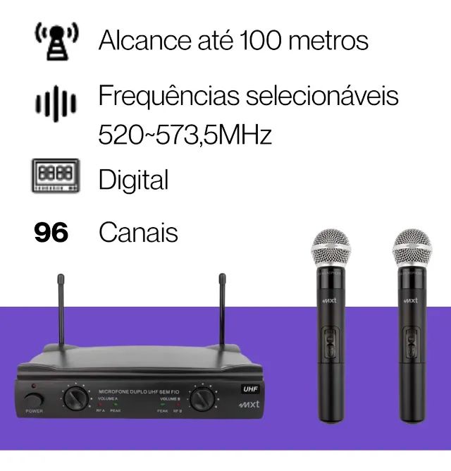 Microfones Sem Fio MXT UHF-302 Dinâmico Cardioide e Direcional - Foto 3