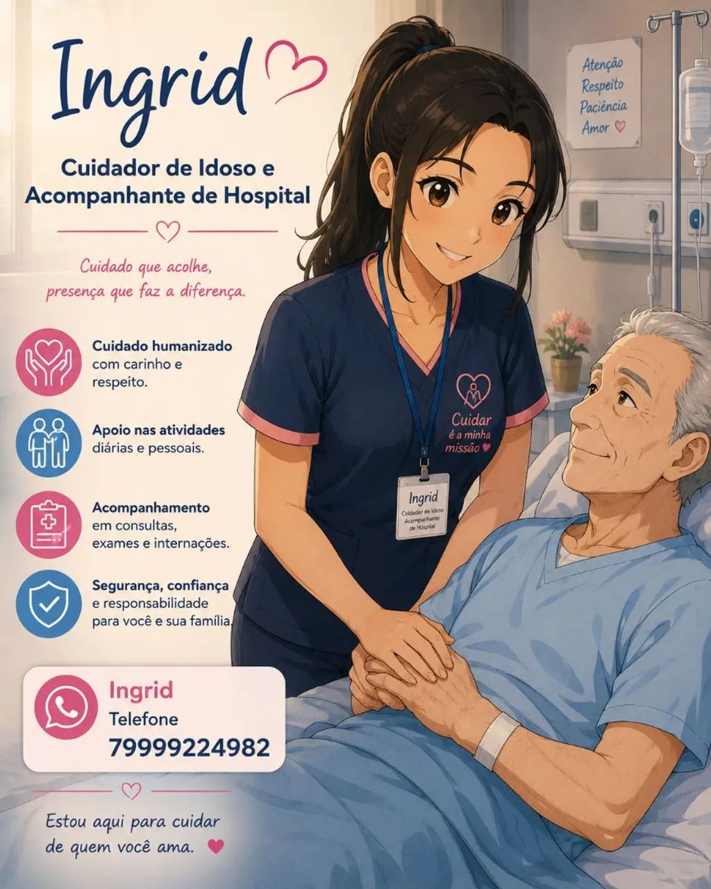 Cuidador de idoso/ acompanhante de hospital 