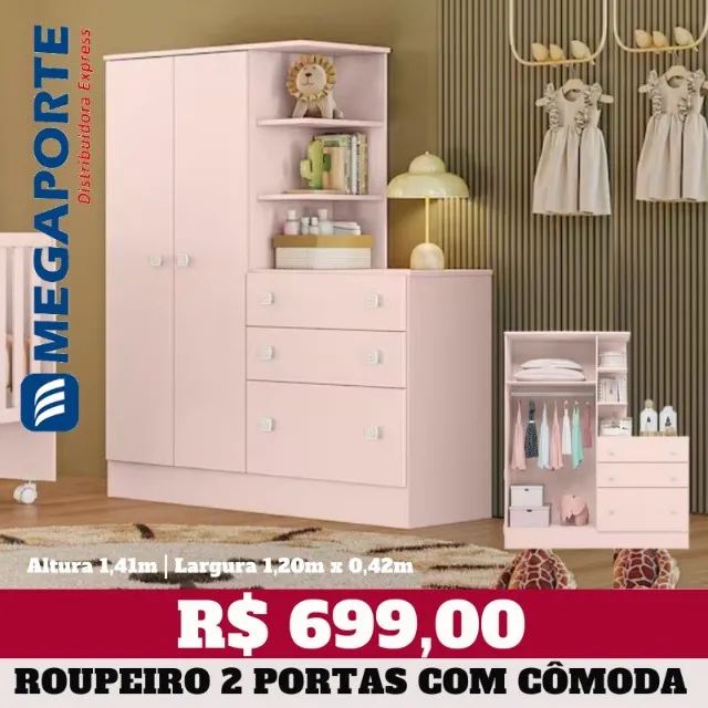 Guarda Roupa com Cômoda 3 Gavetas (Novo) Entrega Grátis!  - Foto 2
