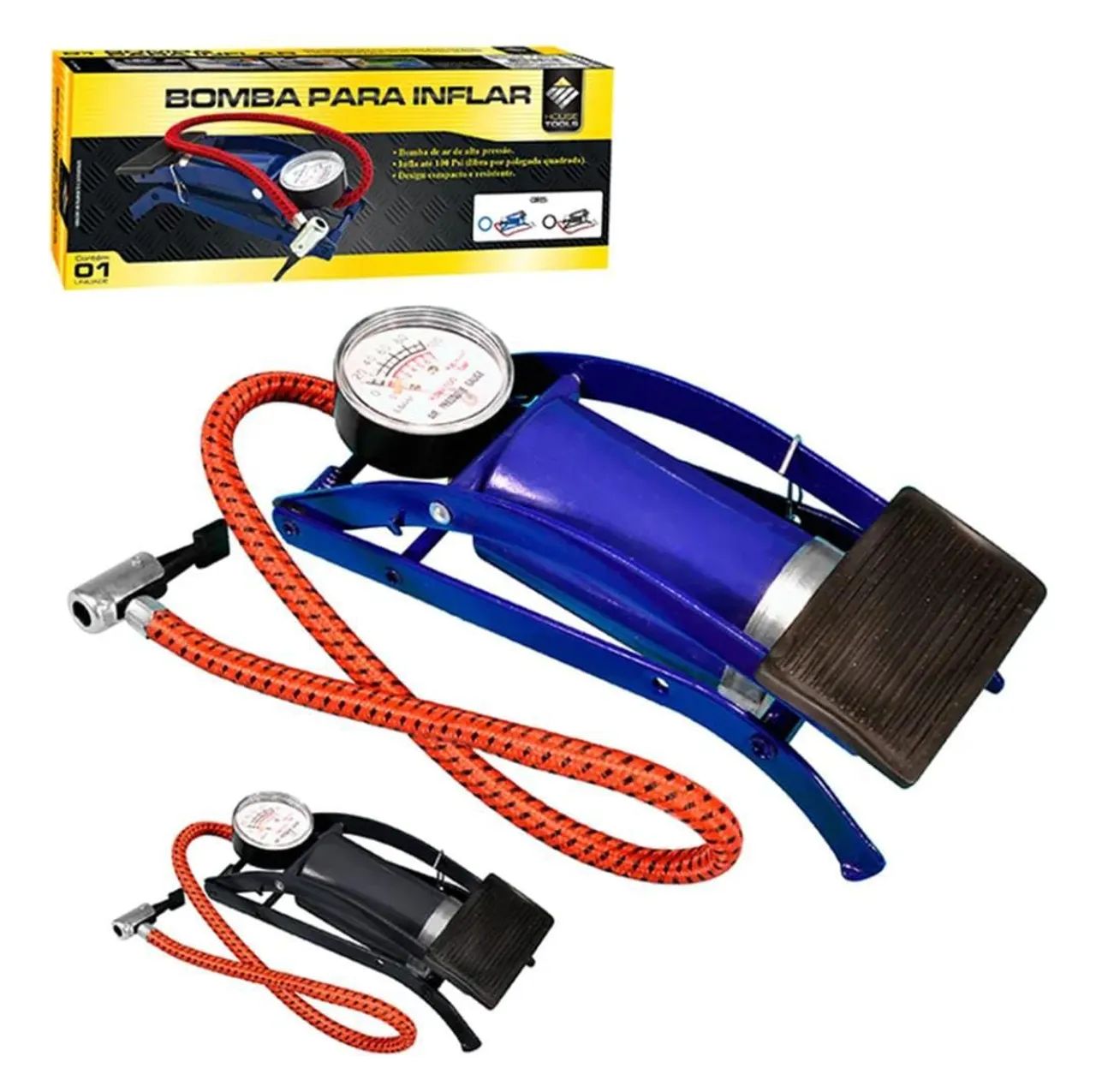Bomba de ar manual com pedal inflador para encher
