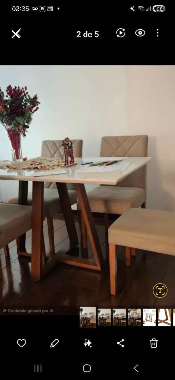 Vendo mesa semi-nova com 4 cadeiras estofadas!  - Foto 4