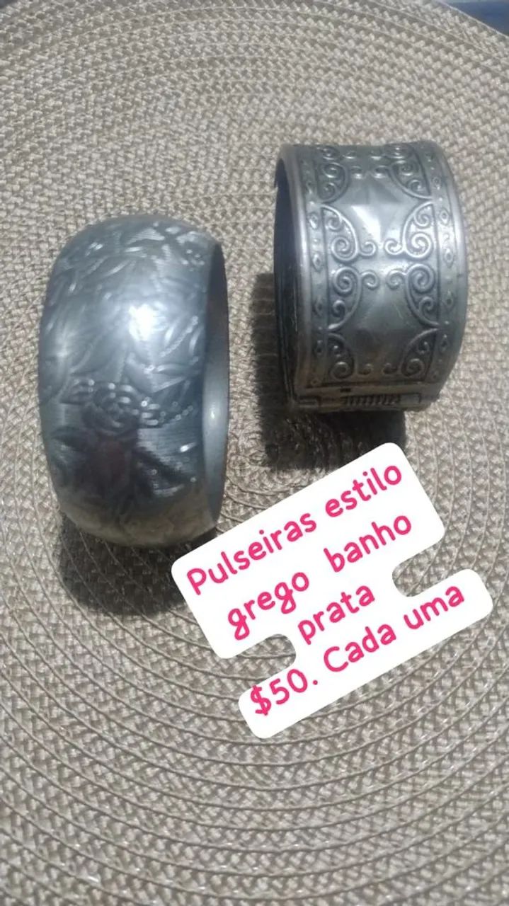 Pulseira banho prateado grega