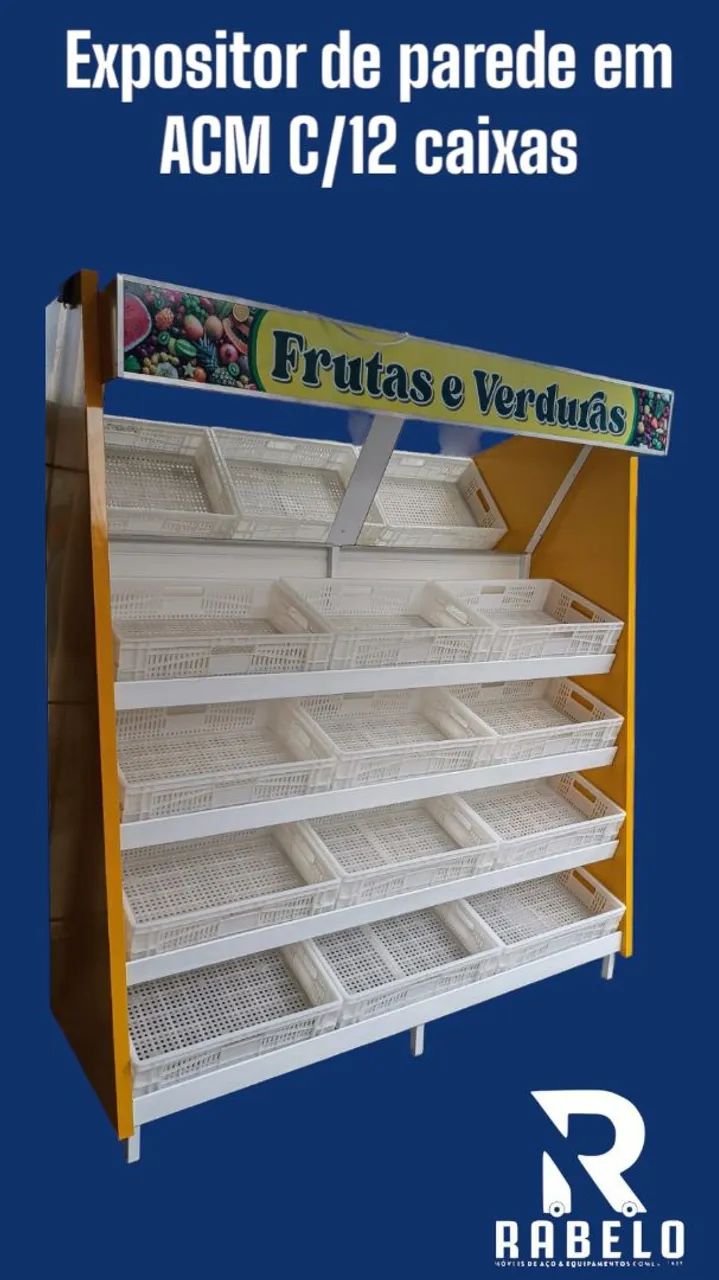 Expositor de frutas e verduras de parede e central em ACM em até 10x sem juros  - Foto 2